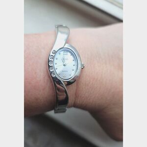 Details Quartz Movement Bangle Cuff Watch | Rhinestones | Glam | Office Girl